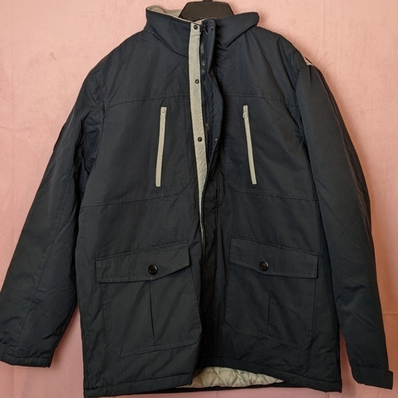 Atlas For Men Navy Blue Multi Pocket Winter Parka Coat size Large - Picture 1 of 8